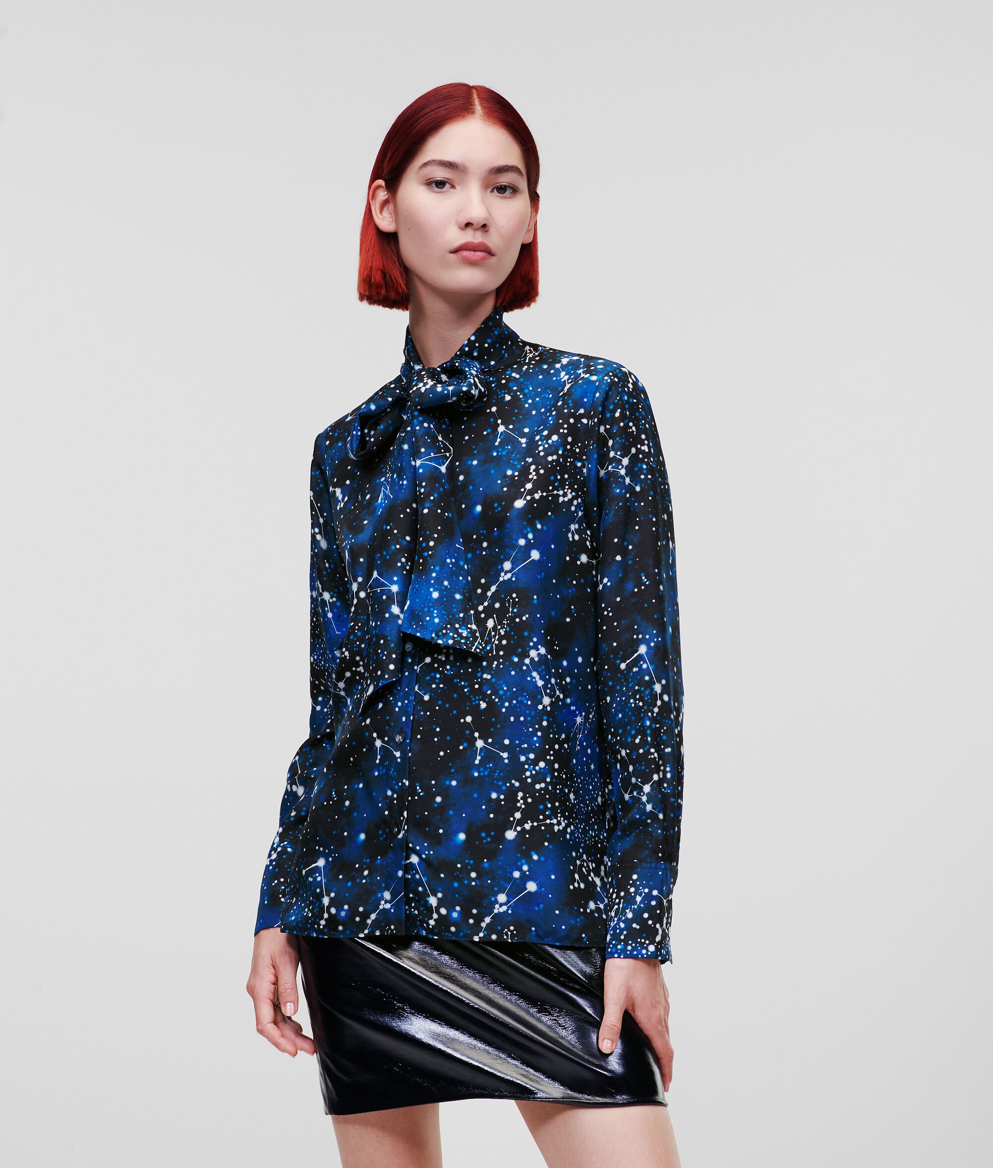 (image for) Unique Selling Point GALAXY-PRINT SILK SHIRT